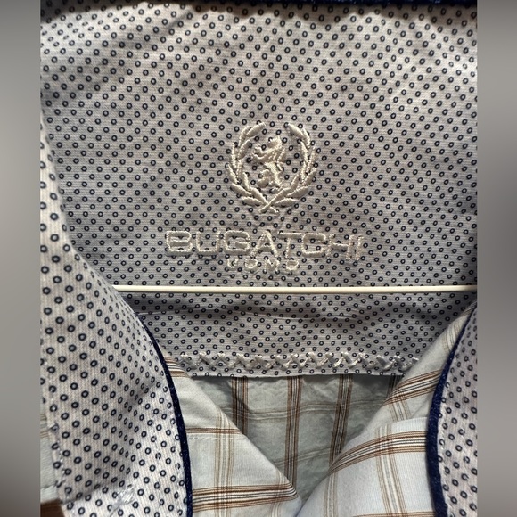 Bugatchi Uomo long sleeve shirt with window pane and birds-eye trim cuff /collar - Picture 6 of 12